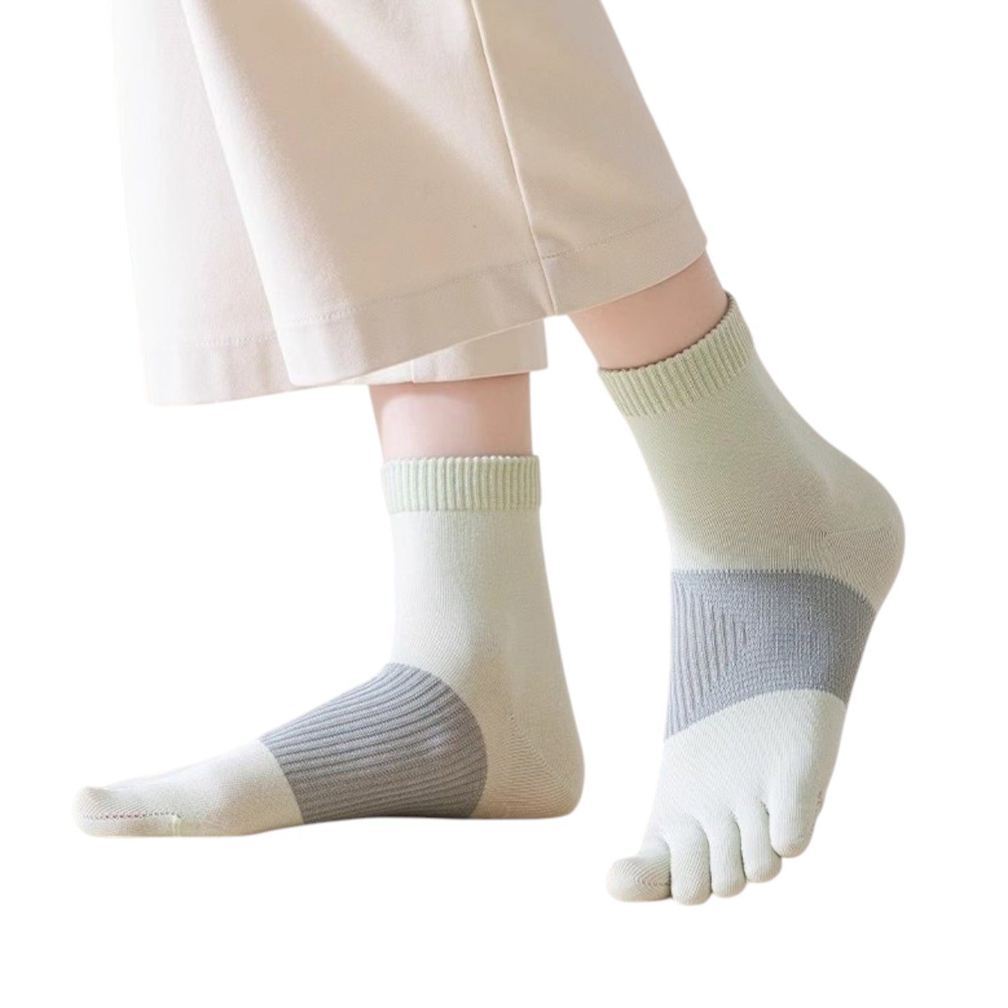 3-Pack Women's Pure Cotton Five-Toe Socks with Antibacterial Breathable Design