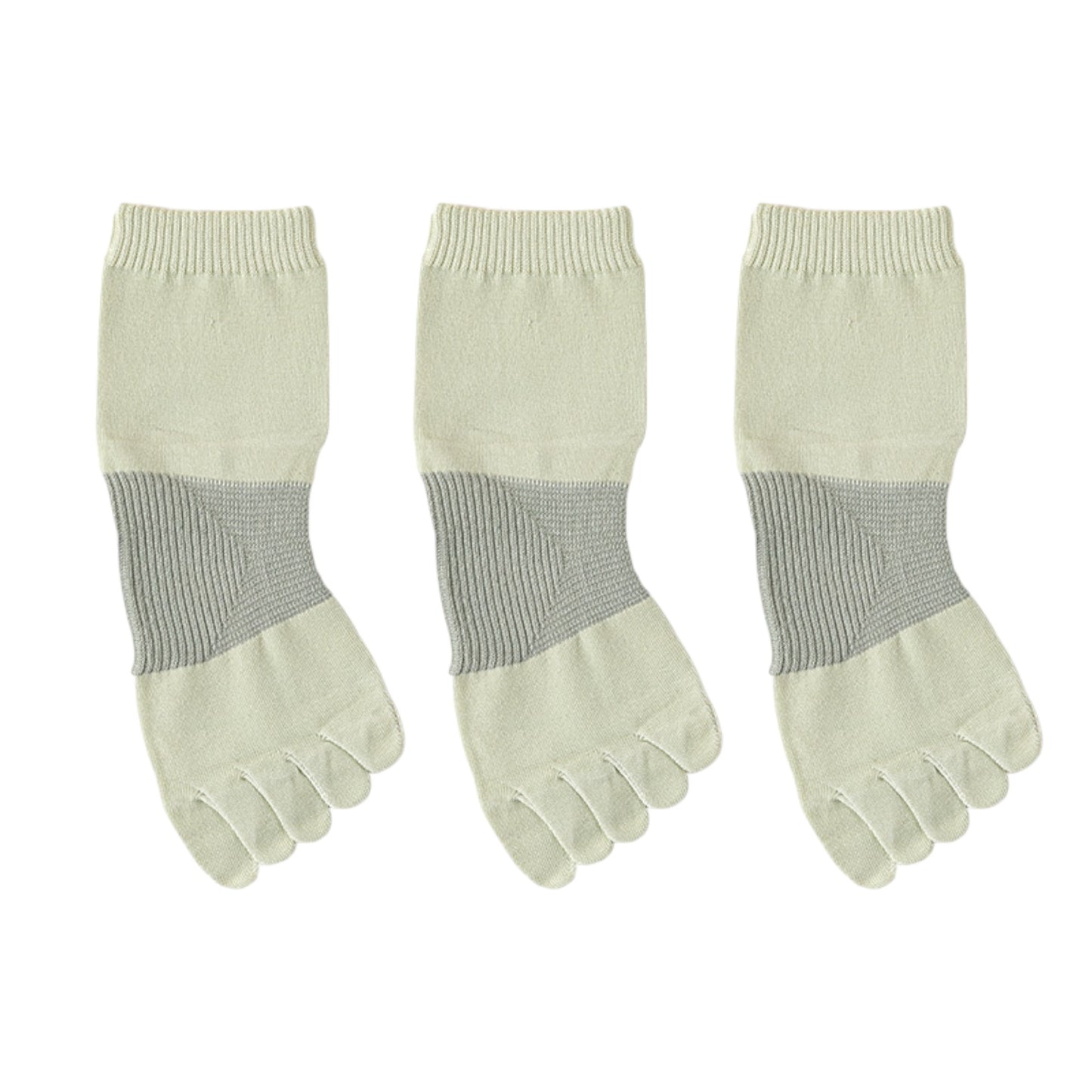 3-Pack Women's Pure Cotton Five-Toe Socks with Antibacterial Breathable Design