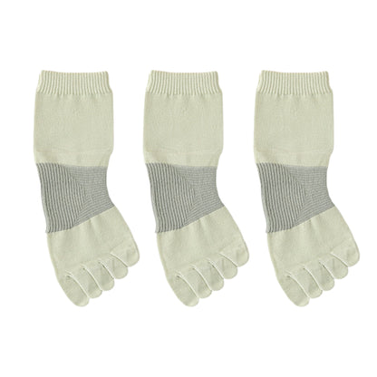 3-Pack Women's Pure Cotton Five-Toe Socks with Antibacterial Breathable Design