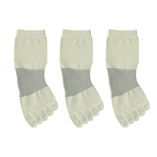 3-Pack Women's Pure Cotton Five-Toe Socks with Antibacterial Breathable Design
