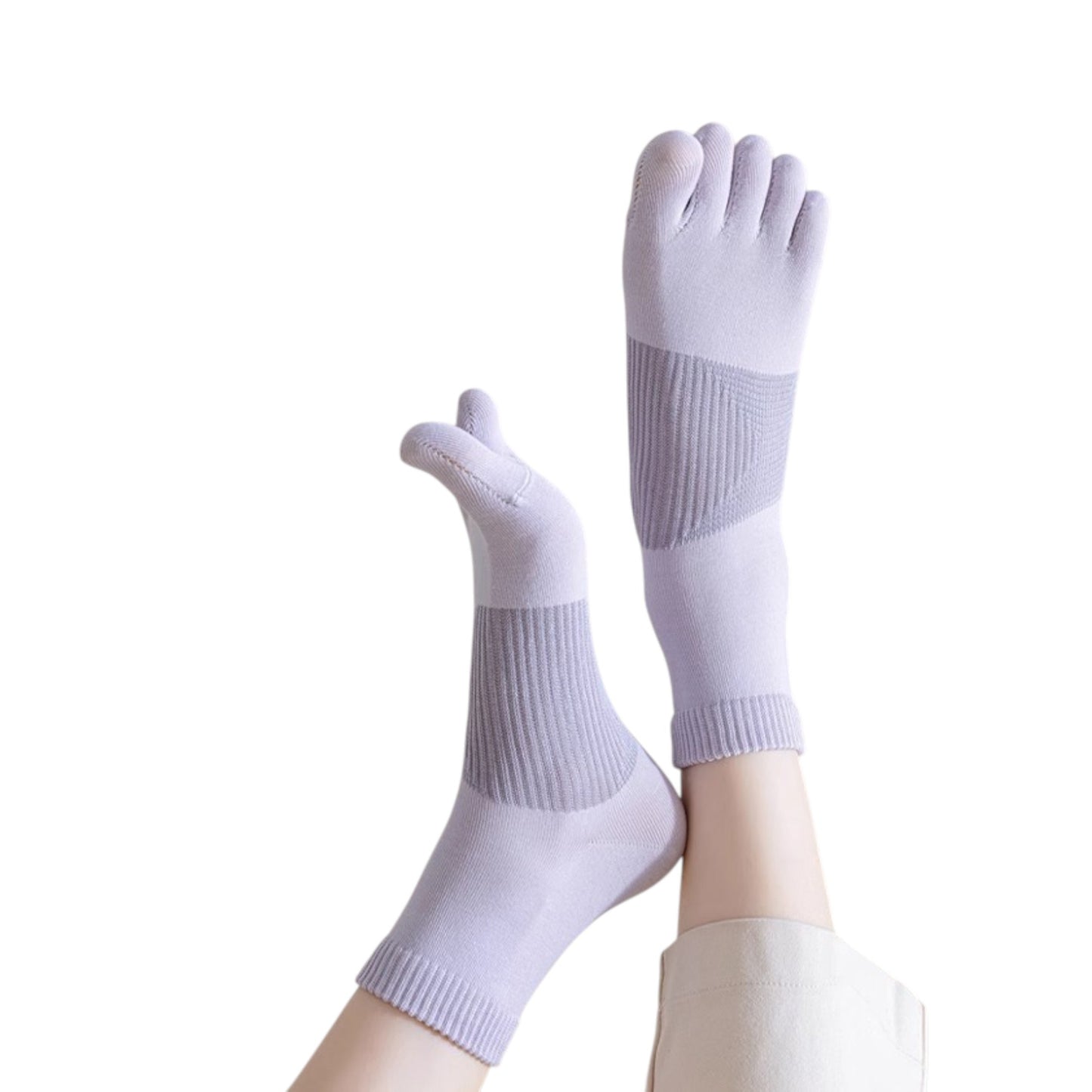 3-Pack Women's Pure Cotton Five-Toe Socks with Antibacterial Breathable Design