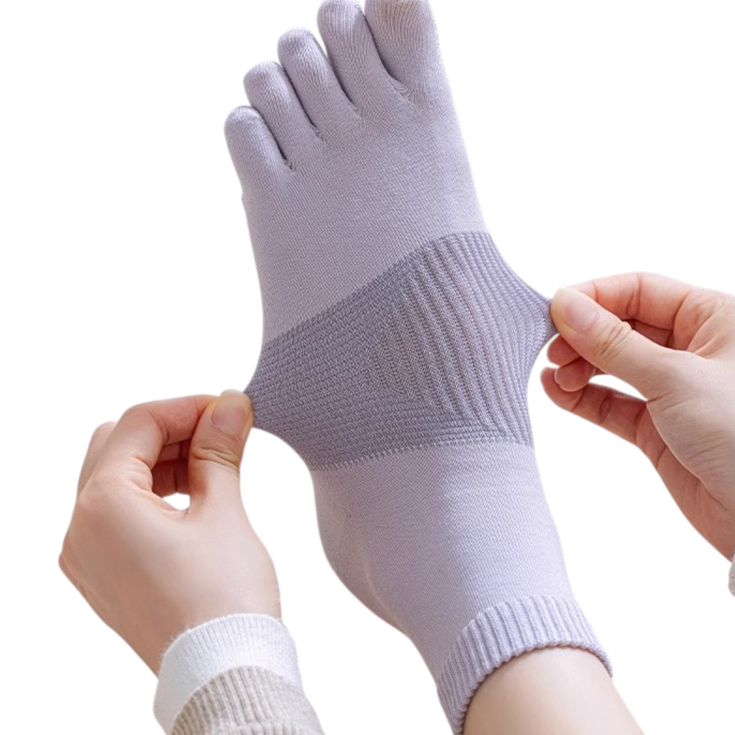 3-Pack Women's Pure Cotton Five-Toe Socks with Antibacterial Breathable Design