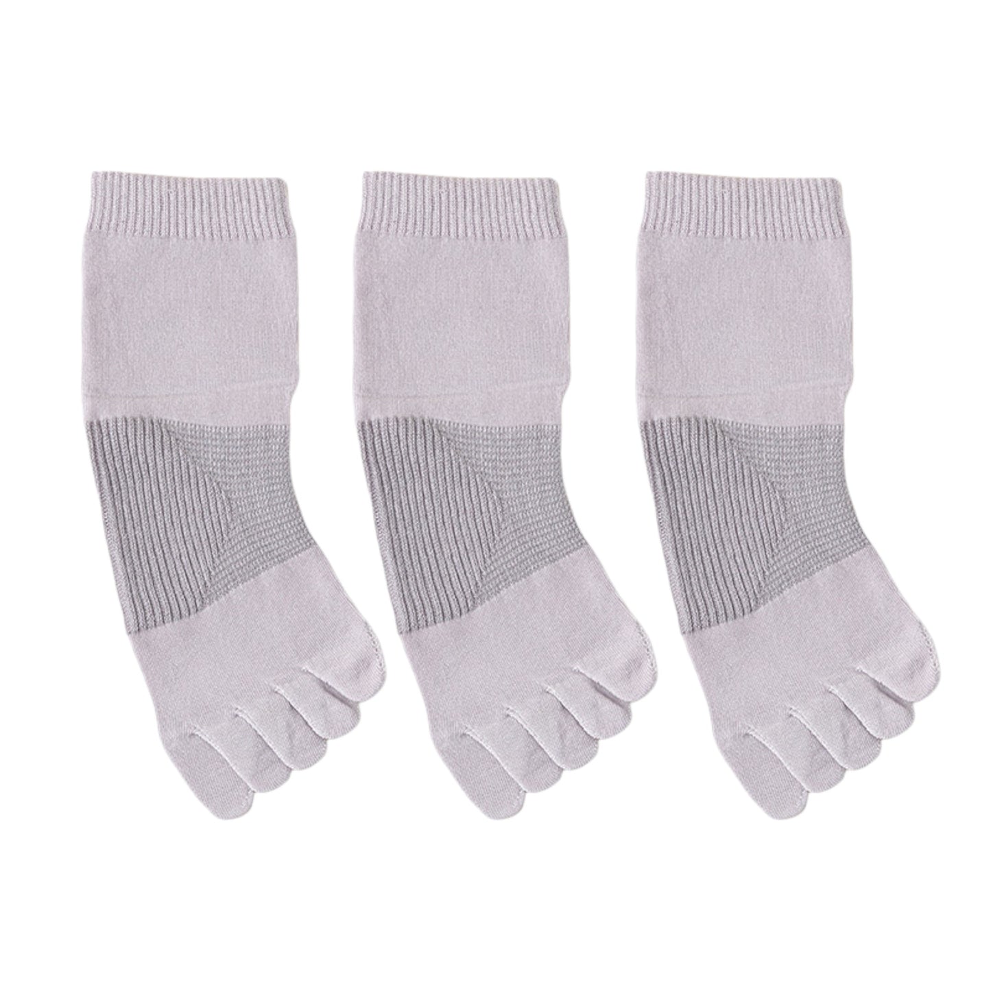 3-Pack Women's Pure Cotton Five-Toe Socks with Antibacterial Breathable Design