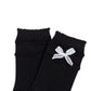 3-Pack Women's Cotton Crew Socks with Ribbed Knit, Satin Bow Accen