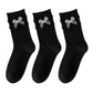 3-Pack Women's Cotton Crew Socks with Ribbed Knit, Satin Bow Accen