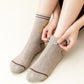4 Pairs Knit Socks with Floral and Plaid Patterns Soft Warm Fabric and Ribbed Comfort Cuffs