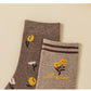 4 Pairs Knit Socks with Floral and Plaid Patterns Soft Warm Fabric and Ribbed Comfort Cuffs