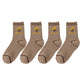 4 Pairs Knit Socks with Floral and Plaid Patterns Soft Warm Fabric and Ribbed Comfort Cuffs