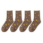 4 Pairs Knit Socks with Floral and Plaid Patterns Soft Warm Fabric and Ribbed Comfort Cuffs