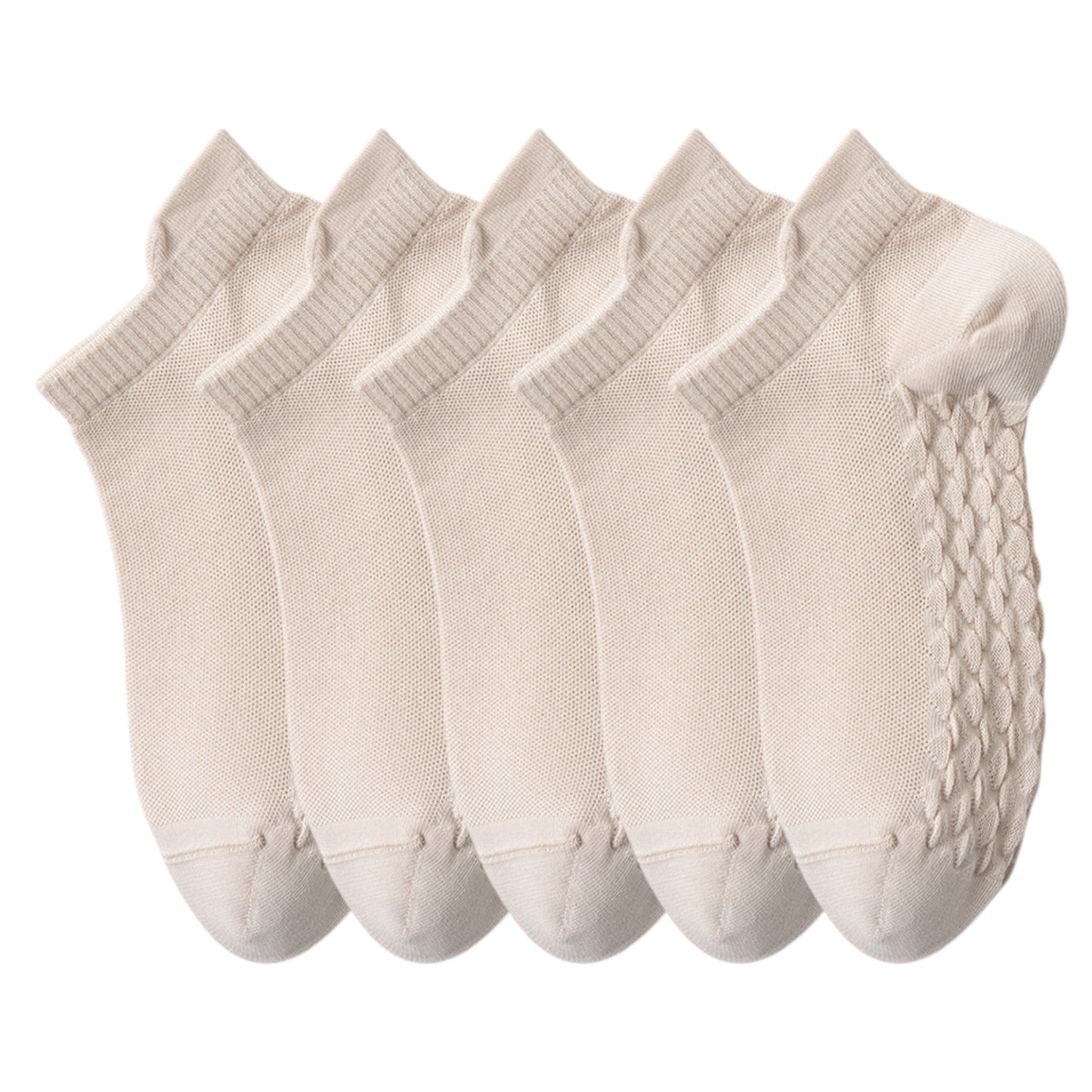 5-Pair Cotton Low-Cut Ankle Socks with Soft Breathable Knit Design and Stretch Comfort Fit