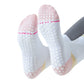 3-Pack Women's Cotton Crew Socks with Color Block Toes Striped Cuffs and Non-Slip Grip Soles