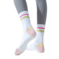 3-Pack Women's Cotton Crew Socks with Color Block Toes Striped Cuffs and Non-Slip Grip Soles