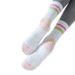 3-Pack Women's Cotton Crew Socks with Color Block Toes Striped Cuffs and Non-Slip Grip Soles