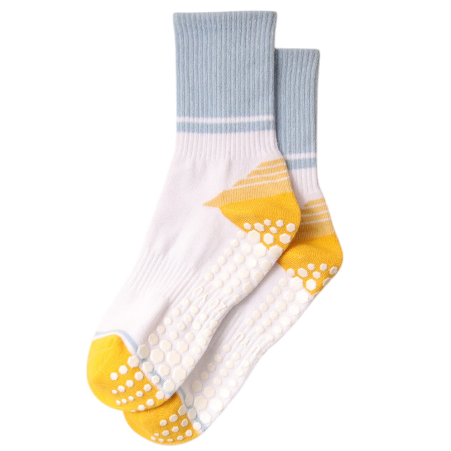 3-Pack Women's Cotton Crew Socks with Color Block Toes Striped Cuffs and Non-Slip Grip Soles