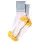 3-Pack Women's Cotton Crew Socks with Color Block Toes Striped Cuffs and Non-Slip Grip Soles