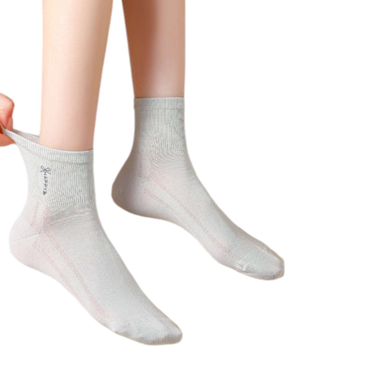 5 Pairs Women's Breathable Mesh Crew Socks with Antibacterial Design for Everyday Comfort