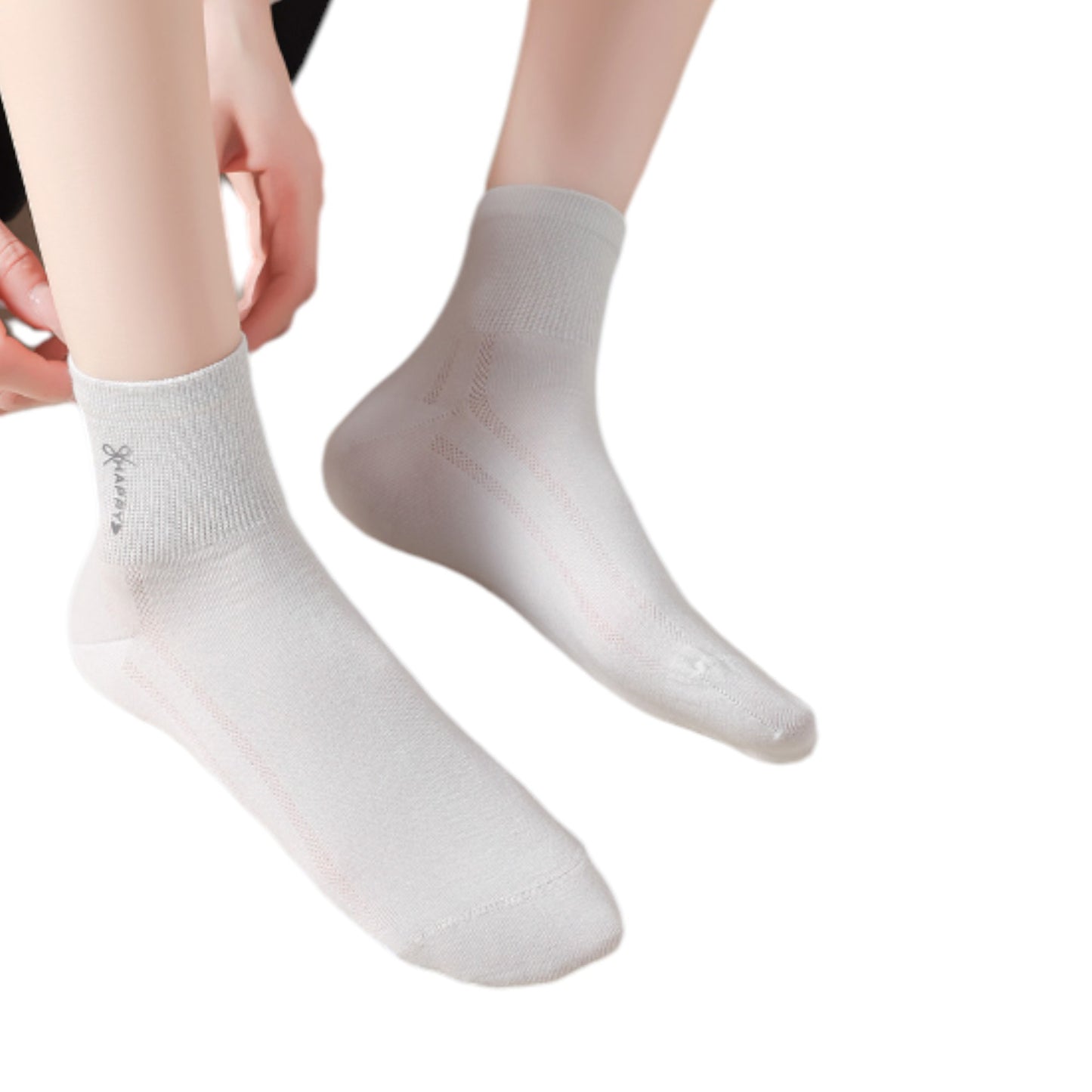 5 Pairs Women's Breathable Mesh Crew Socks with Antibacterial Design for Everyday Comfort
