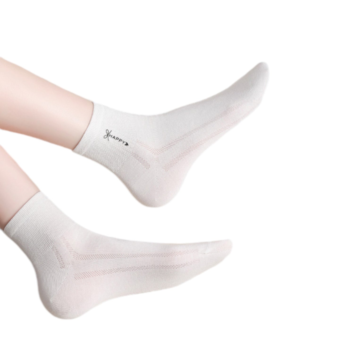 5 Pairs Women's Breathable Mesh Crew Socks with Antibacterial Design for Everyday Comfort