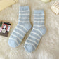 3 Pairs Plush Crew Socks with Cozy Striped Design
