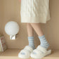 3 Pairs Plush Crew Socks with Cozy Striped Design