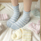 3 Pairs Plush Crew Socks with Cozy Striped Design