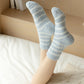 3 Pairs Plush Crew Socks with Cozy Striped Design