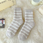 3 Pairs Plush Crew Socks with Cozy Striped Design