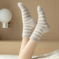 3 Pairs Plush Crew Socks with Cozy Striped Design