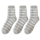 3 Pairs Plush Crew Socks with Cozy Striped Design