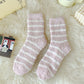 3 Pairs Plush Crew Socks with Cozy Striped Design