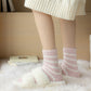 3 Pairs Plush Crew Socks with Cozy Striped Design