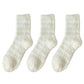 3 Pairs Plush Crew Socks with Cozy Striped Design