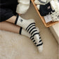 3 Pairs Cozy Fluffy Crew Socks with Cute Panda Embroidery and Fun Pattern Designs