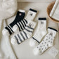 3 Pairs Cozy Fluffy Crew Socks with Cute Panda Embroidery and Fun Pattern Designs
