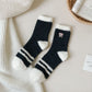 3 Pairs Cozy Fluffy Crew Socks with Cute Panda Embroidery and Fun Pattern Designs