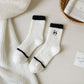 3 Pairs Cozy Fluffy Crew Socks with Cute Panda Embroidery and Fun Pattern Designs