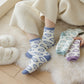 3 Pairs Cozy Fluffy Crew Socks with Heart Pattern Design for Women