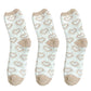 3 Pairs Cozy Fluffy Crew Socks with Heart Pattern Design for Women