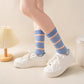 3 Pairs Women's Mid-Calf Striped Casual Cotton Socks