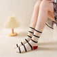 3 Pairs Women's Mid-Calf Striped Casual Cotton Socks