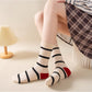3 Pairs Women's Mid-Calf Striped Casual Cotton Socks