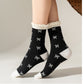 3 Pairs Women's Mid-Calf Socks with Bow Pattern and Ruffled Cuff