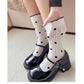 3 Pairs Women's Mid-Calf Polka Dot Socks with Lettuce Edge Cuff