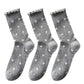 3 Pairs Women's Mid-Calf Polka Dot Socks with Lettuce Edge Cuff