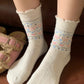 3-Pair Pack Crew Socks with Heart and Bow Pattern Knit Design Perfect for Gifting and Everyday Wear