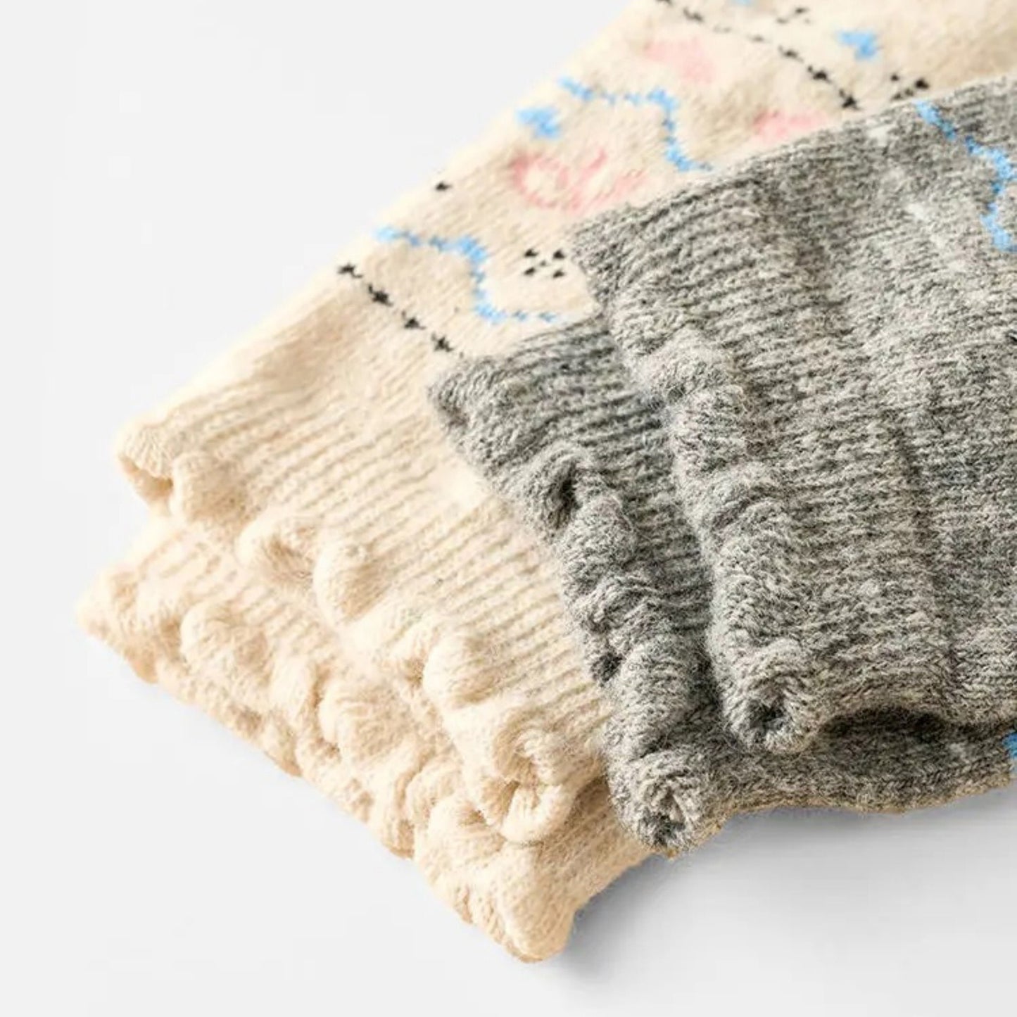 3-Pair Pack Crew Socks with Heart and Bow Pattern Knit Design Perfect for Gifting and Everyday Wear