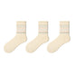 3-Pair Pack Crew Socks with Heart and Bow Pattern Knit Design Perfect for Gifting and Everyday Wear