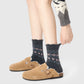 3-Pair Pack Crew Socks with Heart and Bow Pattern Knit Design Perfect for Gifting and Everyday Wear