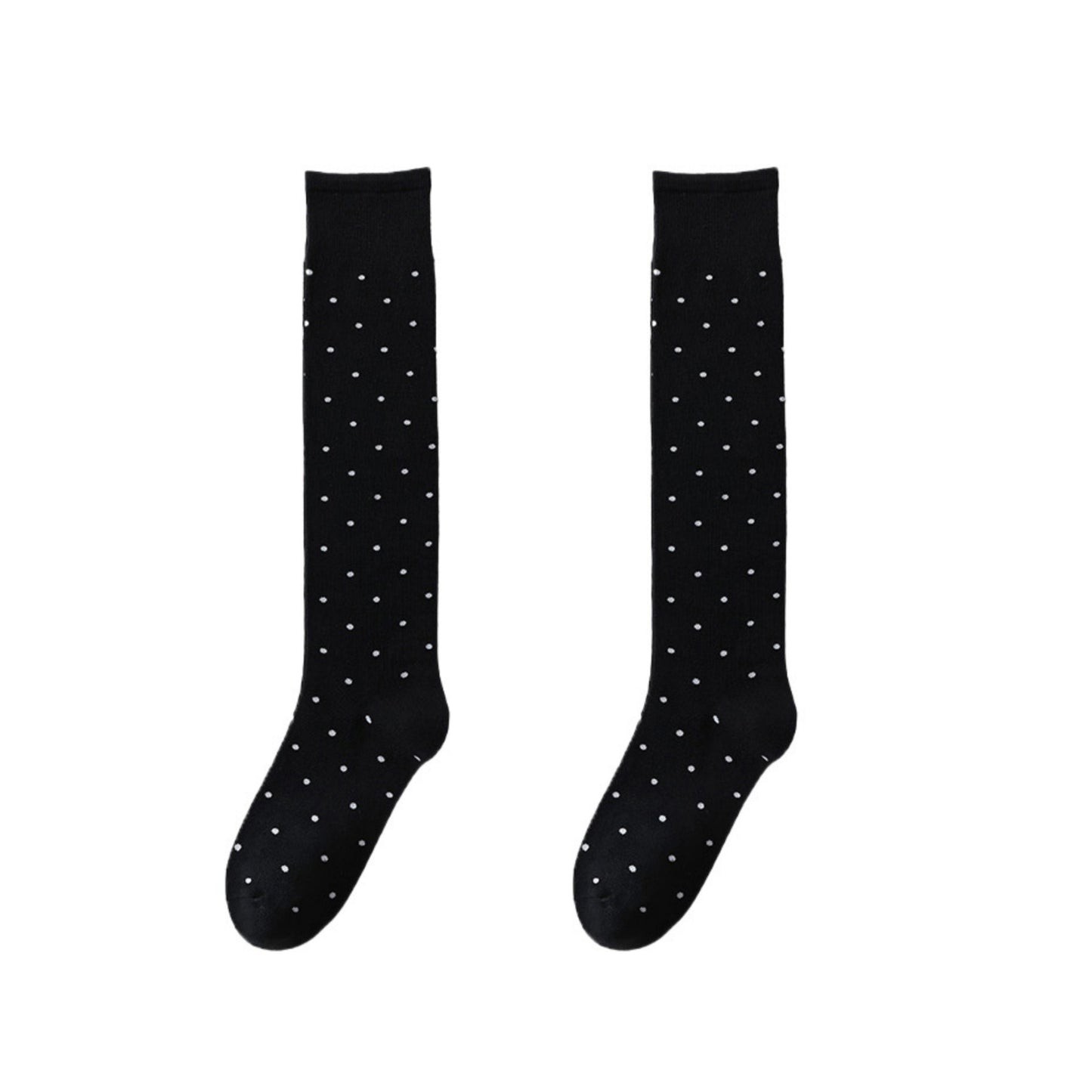 2-Pair Knee-High Socks with Classic Polka Dot Pattern Soft Stretch Fabric Perfect for Gifting and Everyday Wear