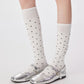 2-Pair Knee-High Socks with Classic Polka Dot Pattern Soft Stretch Fabric Perfect for Gifting and Everyday Wear